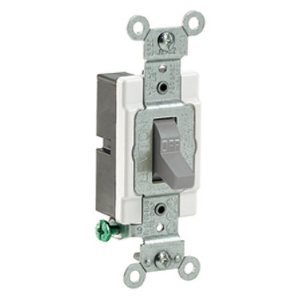 Leviton CS120-2GY Toggle Switch (Gray, 120/277VAC, 20A, 1P)