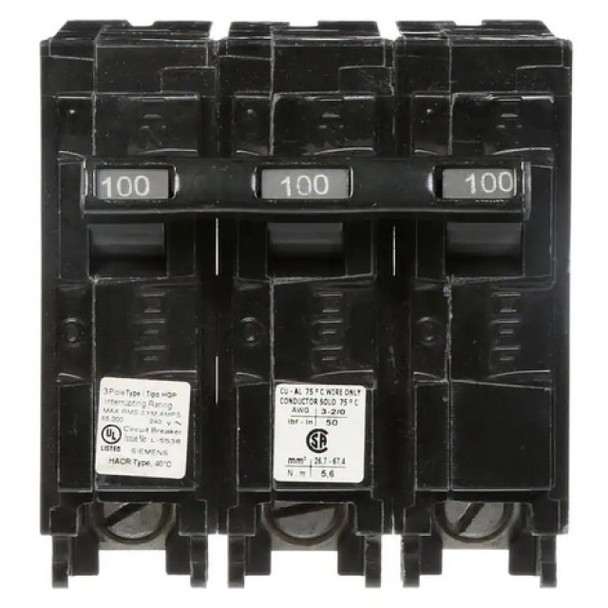 Siemens Q3100 Circuit Breaker (240VAC, 100A, 3P)