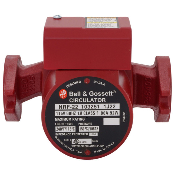 Bell & Gossett 103251; NRF-22 Circulator Pump (Red, 115v, 0.8A, 1/25hp, 22GPM)