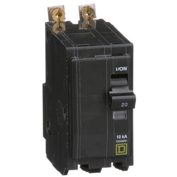 Square D QOB220 Circuit Breaker (120/240VAC, 20A, 2P)