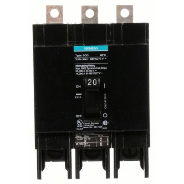 Siemens BQD320 Circuit Breaker (277/480VAC, 20A, 3P)