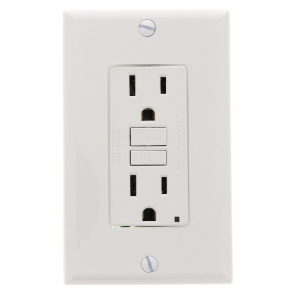 Leviton GFNT1-W Duplex Receptacle (White, 125VAC, 15A, 2P, 3W)