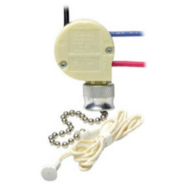 Leviton 1689-50 Pull Chain Switch (White, 125/250VAC, 3, 6A, 3P)