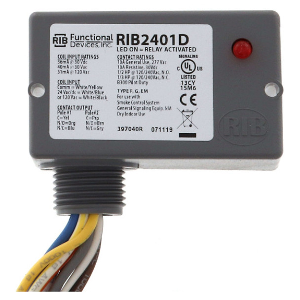 Functional Devices RIB2401D Relay  (24/120v, 1/2hp)