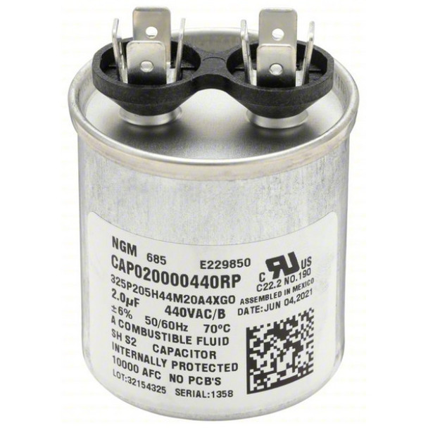 Goodman CAP020000440RP Capacitor (440v, Round, 2MFD)