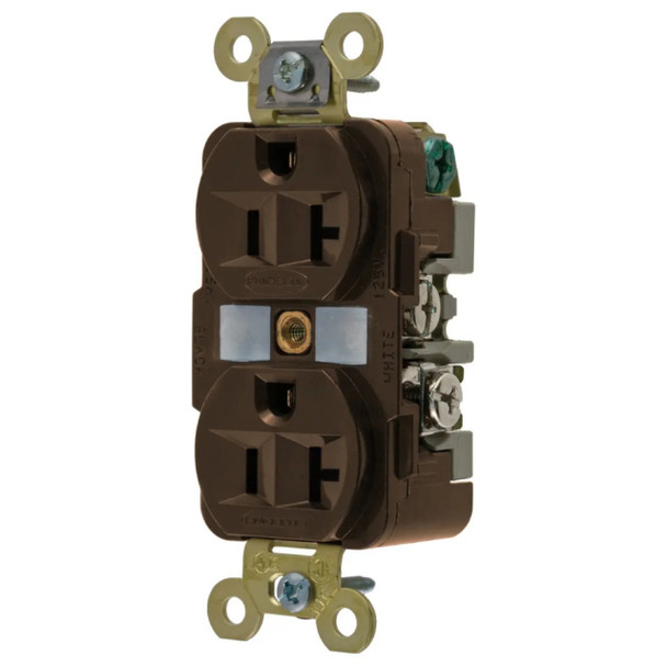 Hubbell Wiring Device-Kellems HBL5362 Duplex Receptacle (Brown, 125VAC, 20A, 2P, 3W)