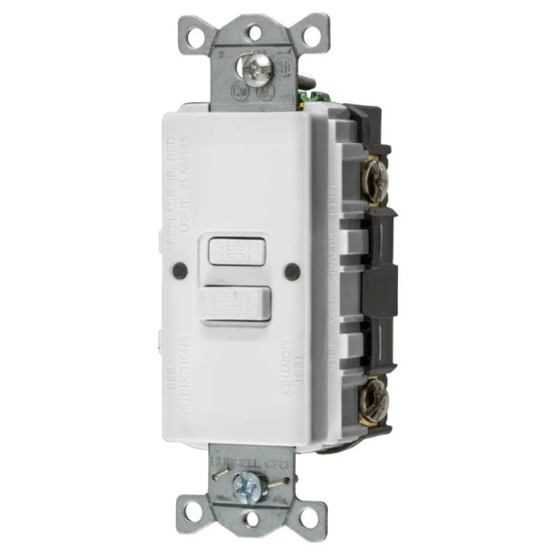 Hubbell Wiring Device-Kellems GFBFST20W Receptacle  (White, 125v, 20A, 2P, 3W)