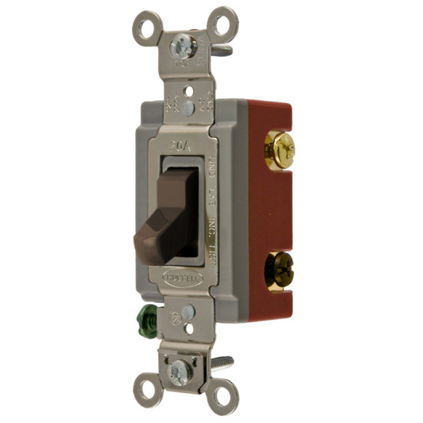 Hubbell Wiring Device-Kellems HBL1223 Toggle Switch (Brown, 120/277VAC, 20A, 1P)
