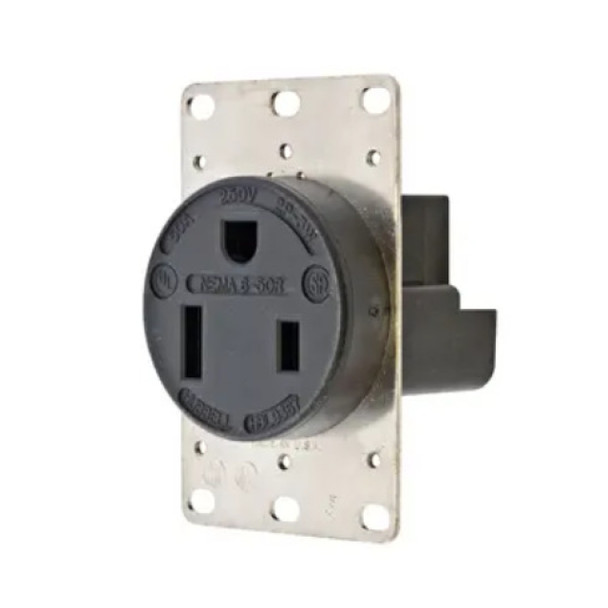 Hubbell Wiring Device-Kellems HBL9367 Straight Blade Receptacle (Black, 250v, 50A, 2P, 3W)