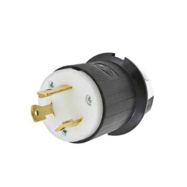 Hubbell Wiring Device-Kellems HBL2611 Locking Plug (Black and White, 125v, 30A, 2P, 3W)