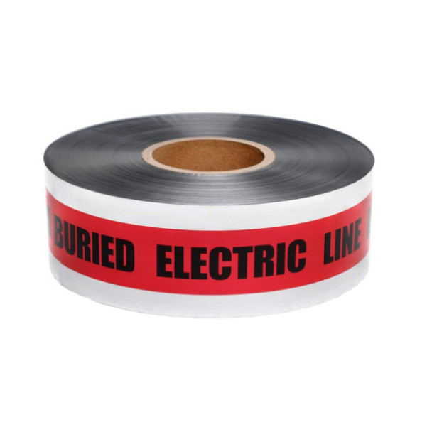 Ideal Industries 42-201 Warning Tape (Red, Aluminum Foil, 15000PSI, 1000ft x 3in)