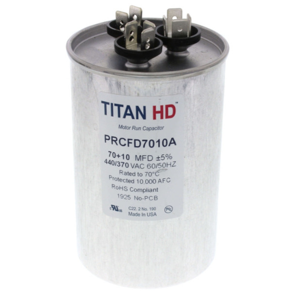 Titan Pro PRCFD7010A Capacitor (440/370v, Round, 70/10MFD)