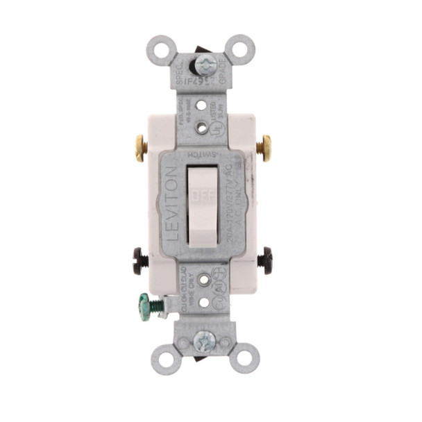 Leviton CS320-2W Toggle Switch (White, 120/277v, 20A, 1P)