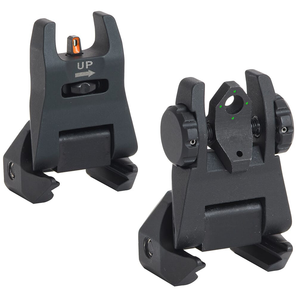 Meprolight FABS M4D Hyper-Bright Orange Front/4-Dot Green Rear Tritium Illum Aluminum Flip Backup Sight Set 404200