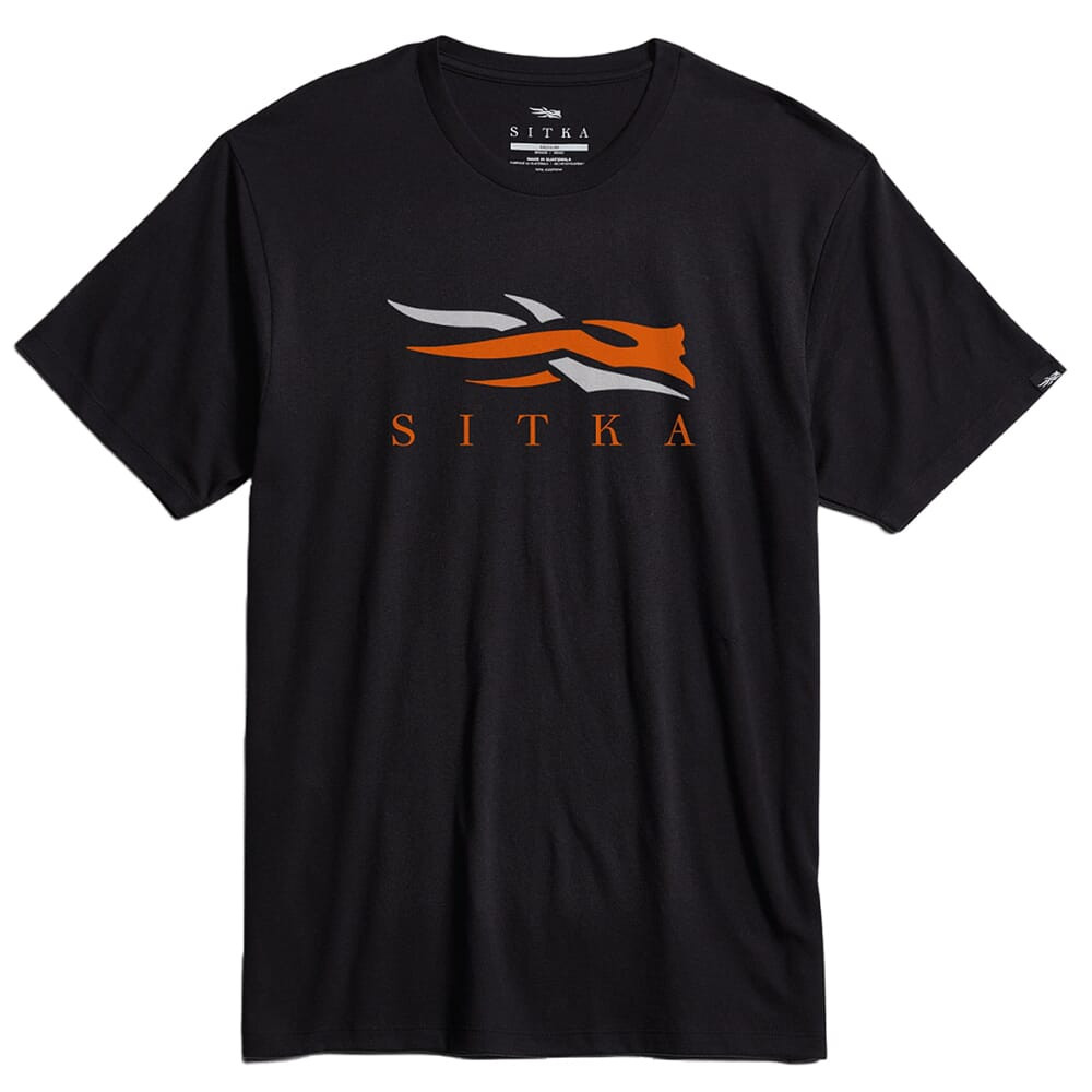 Sitka Gear Icon Tee Black Orange X Large 600297-BKOR-XL