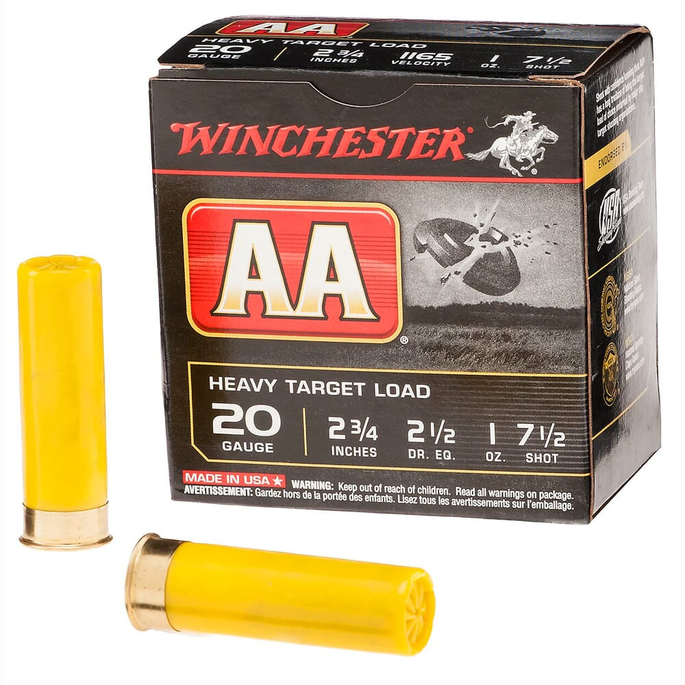Winchester 20ga 2.75" #7.5 AA Heavy Target 1oz Shells Box of 25 AAH207