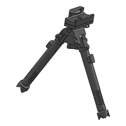 TRT Tactical Bipod, +/- 25° cant, +/- 30° swivel, QD, metal claw feet BP-S-QD-C