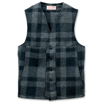 Filson 34 Gray/Black Mackinaw Wool Vest FIL-10055-BB