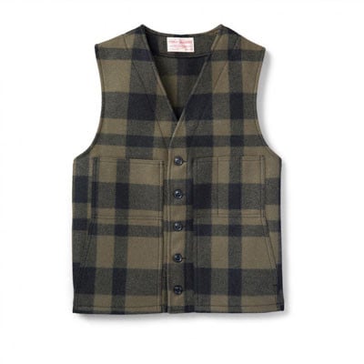 Filson Mackinaw Wool Vest Otter Green Black 40 10055