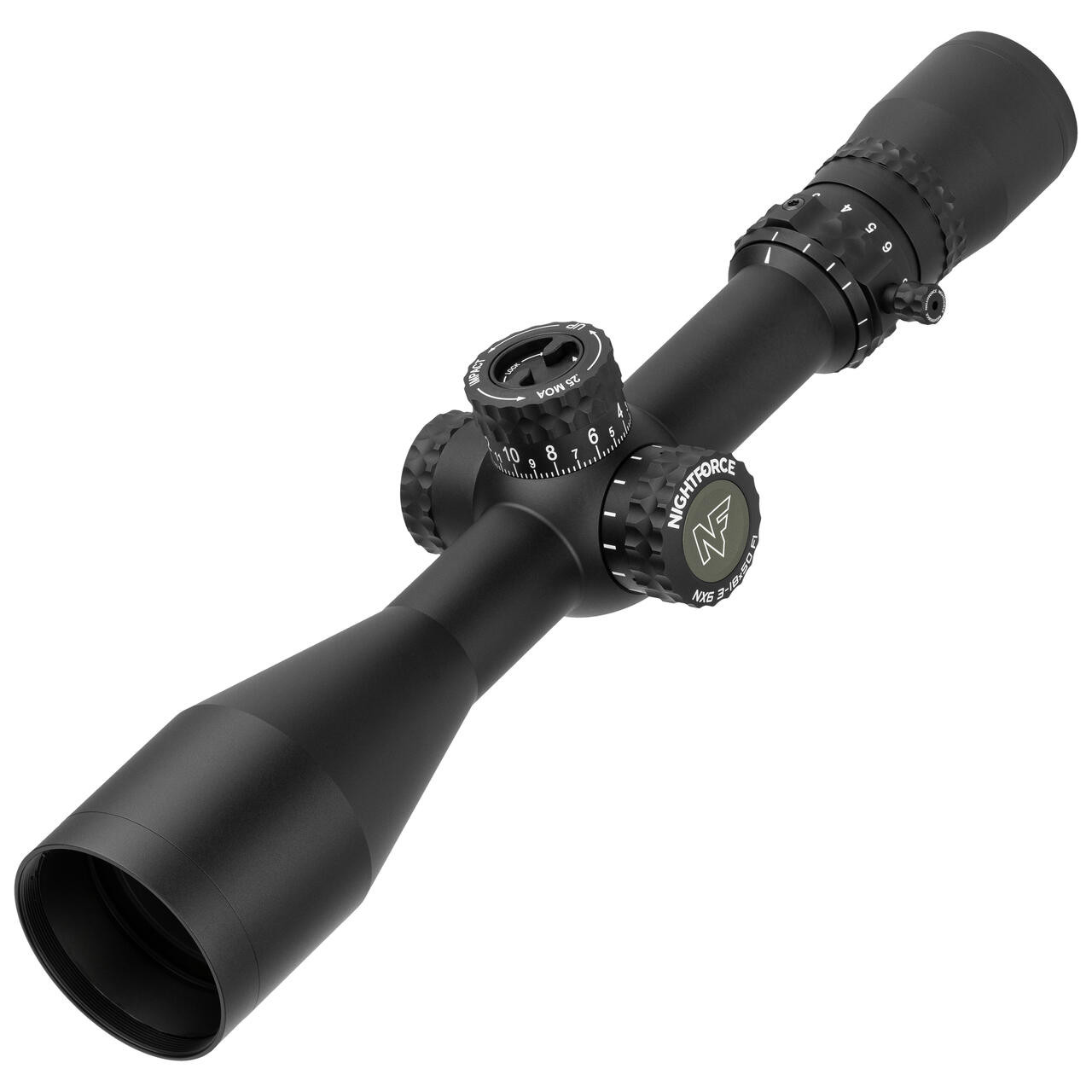 Nightforce NX6 3-18x50mm F1 FieldSet .250 MOA DigIllum MOA-C First Focal Plane Reticle Riflescope C733