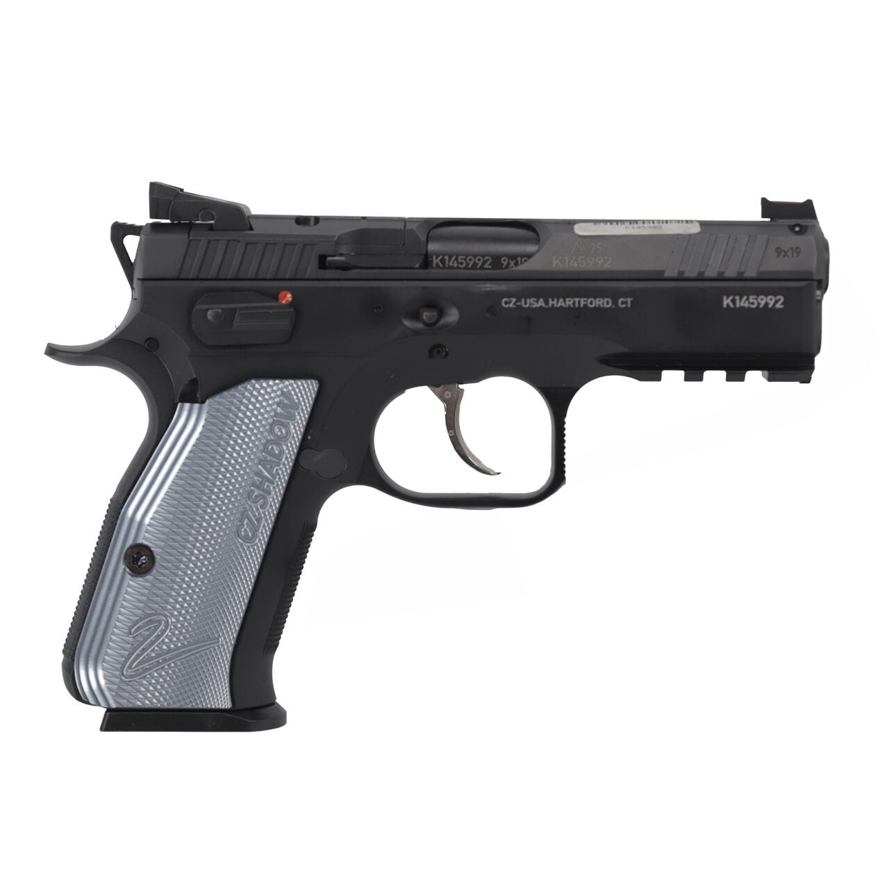CZ-USA Shadow 2 9mm 4" Bbl 10rd Optics-Ready Compact Low Cap Pistol w/Fiber Optic Front Sights, Adjustable Rear Sights 01252