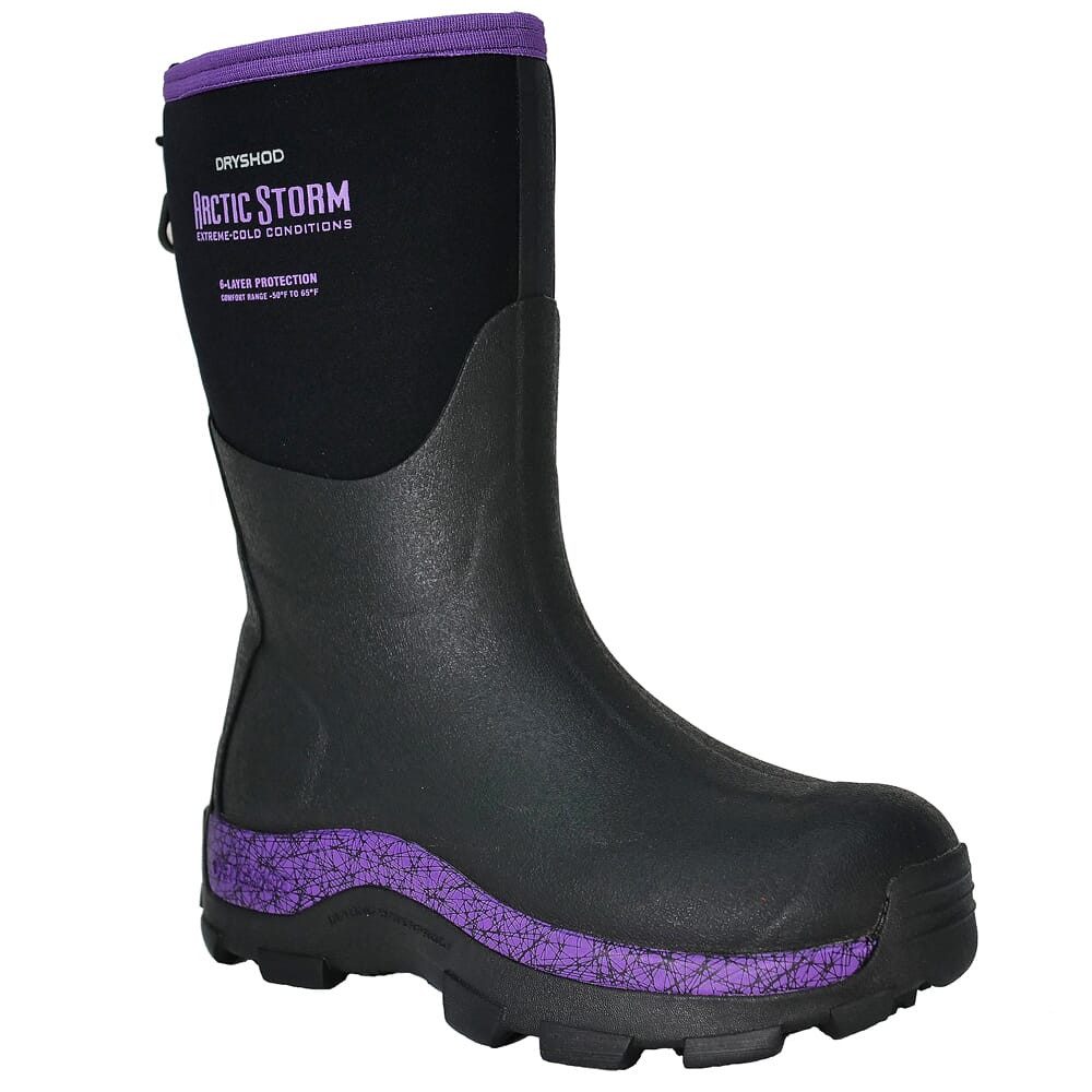 USED Dryshod Women's Arctic Storm Mid Black/Purple Size 8 Boot ARS-WM-PP-W08 - Light Wear USED9467