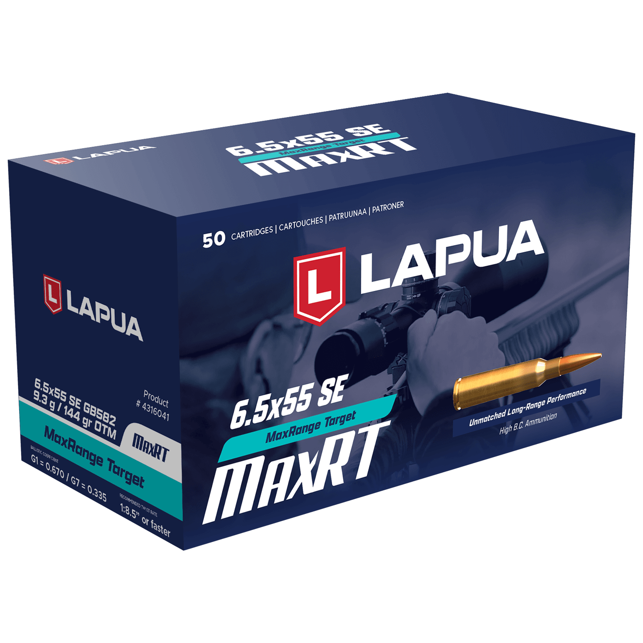 Lapua 6.5x55 Swede 144gr MaxRange Target OTM Ammunition (50/Box) 4316041