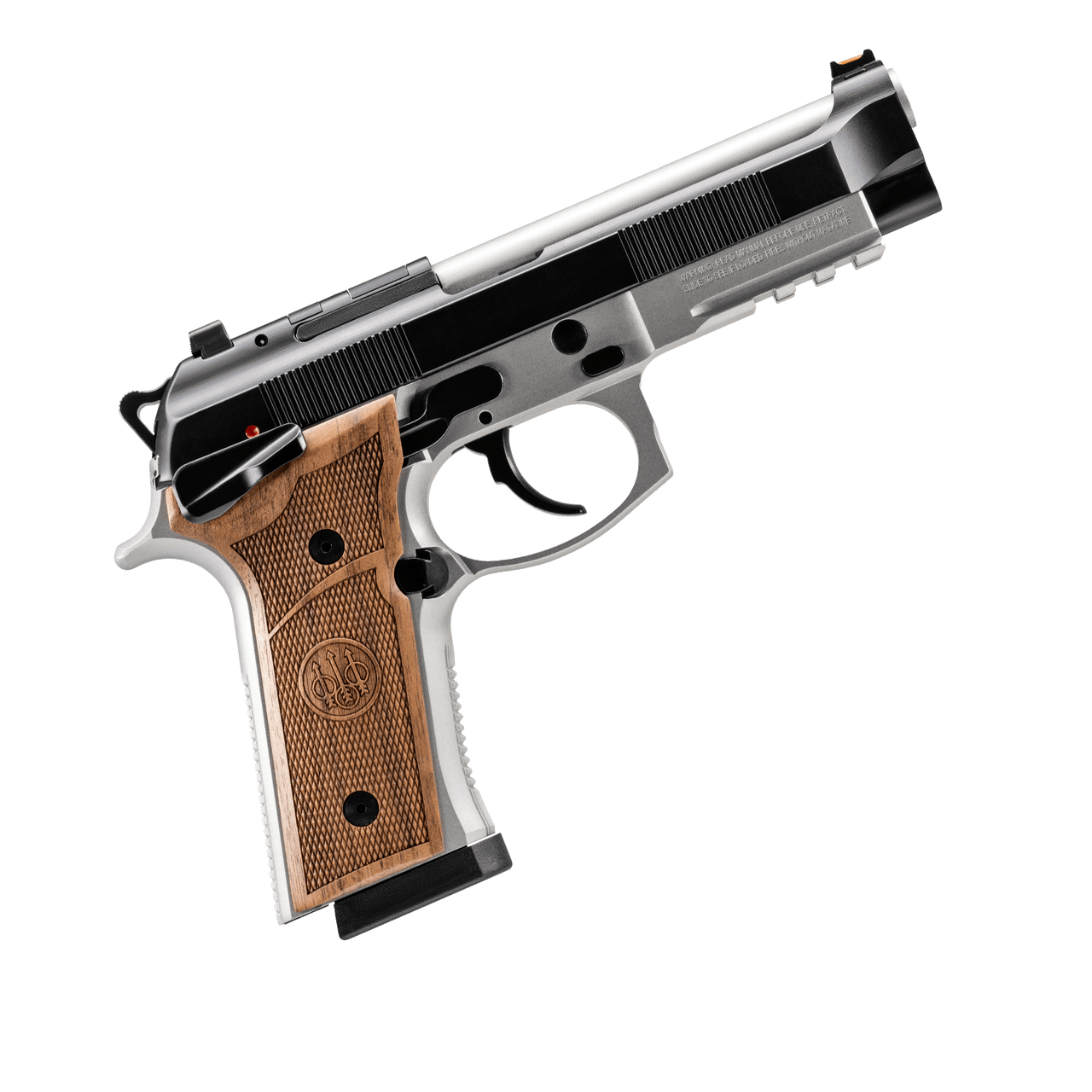 Beretta 92GTS Launch Edition 9mm 4.7" Bbl Stainless Steel/Black 10rd Pistol w/Walnut Grips J92XFMSDA20M1