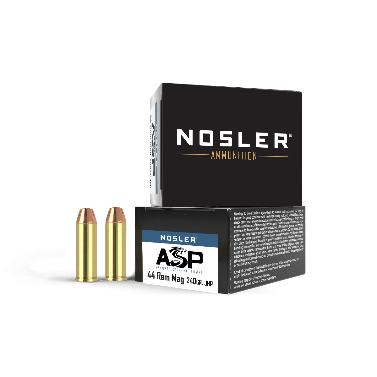 Nosler Handgun Assured Stopping Power ASP-44 Mag 240g JHP (20ct) Ammunition 40136