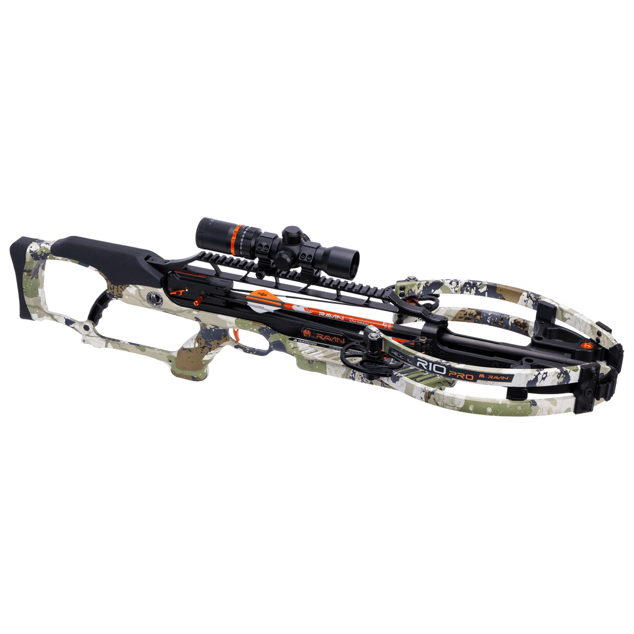 Ravin R10 PRO XK7 Camo 420 FPS Versa-Draw Silent Cocking Trac-Trigger Helicoil Crossbow w/450 FPS Illum Scope & 3 .003 Arrows R017