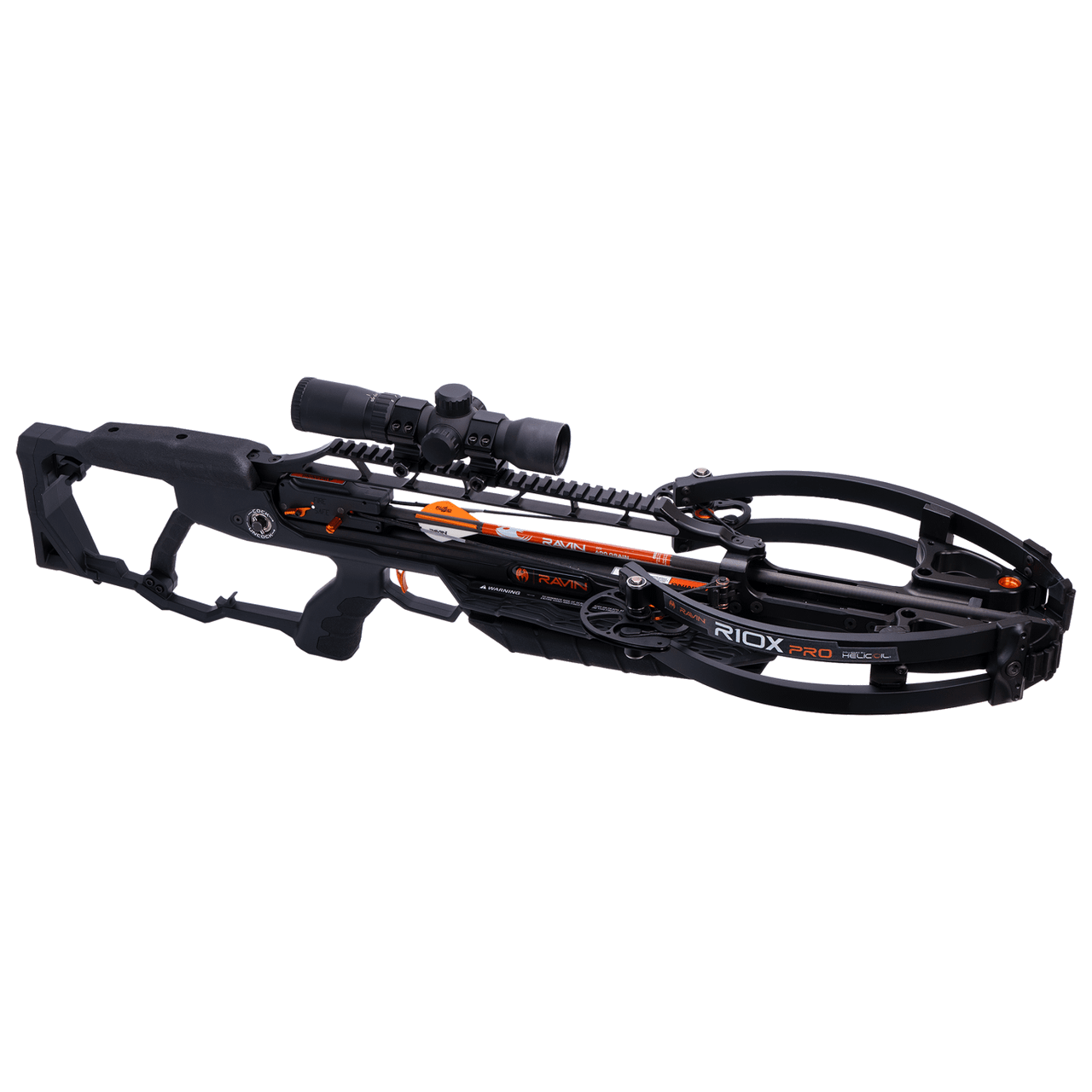 Ravin R10X PRO 420 FPS Versa-Draw Silent Cocking Trac-Trigger Helicoil Adj Stock Black Crossbow w/450 FPS Illum Scope & 3 .003 Arrows R018