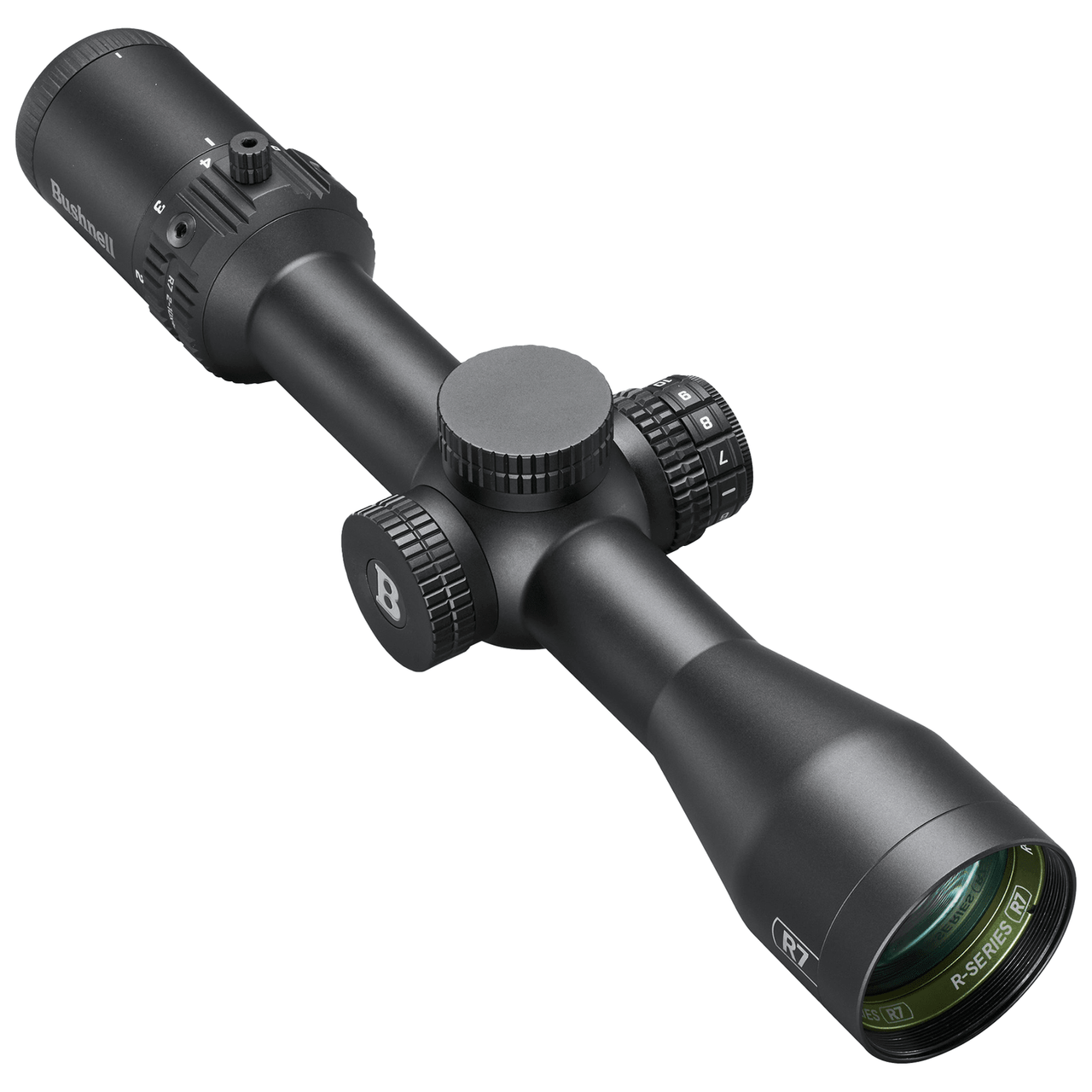Bushnell 2-10x Magnification 42mm Lens R7 ED Black Riflescope SFP MOA Fiber Dot w/ Holdover Illuminated Reticle EXO Protective Barrier R7-21042A2