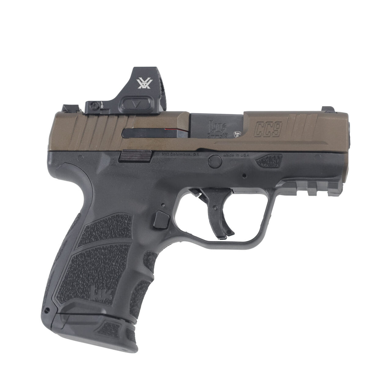 Heckler & Koch CC9 9mm 3.3"Bbl 20oz Bronze w/ Vortex Defender CCW Optic 1x10rd 1x12rd Mags 81001430