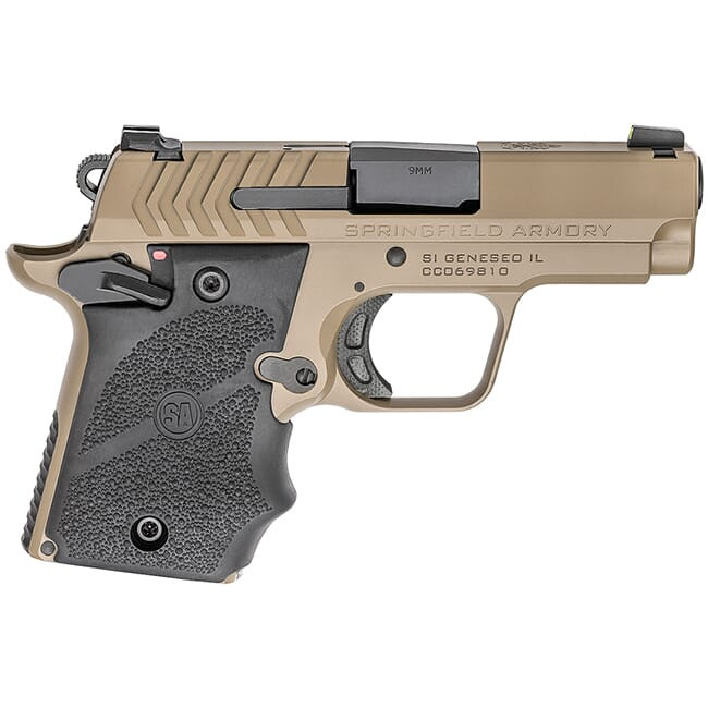Springfield Armory 911 9mm 3" Desert FDE Pistol w/Hogue Rubber Grips & 2 Mags PG9119FH