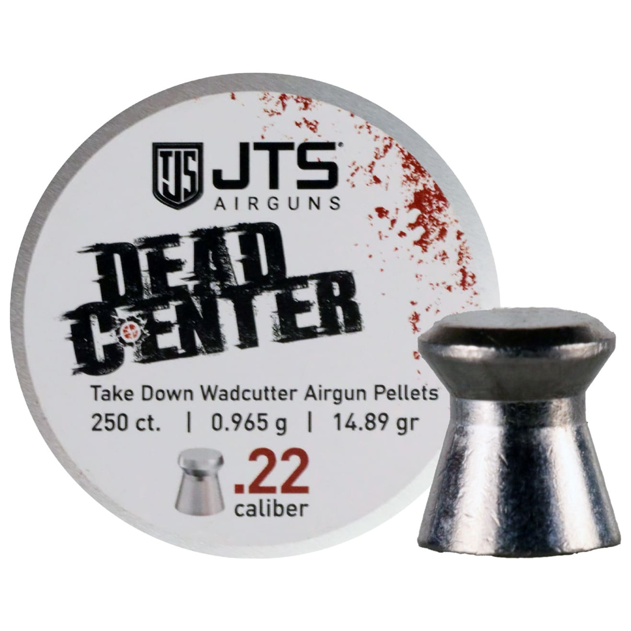 JTS Dead Center Precision .22 Cal .965g (14.89gr) Wadcutter Pellets (250 ct) Bulk Package JAC107