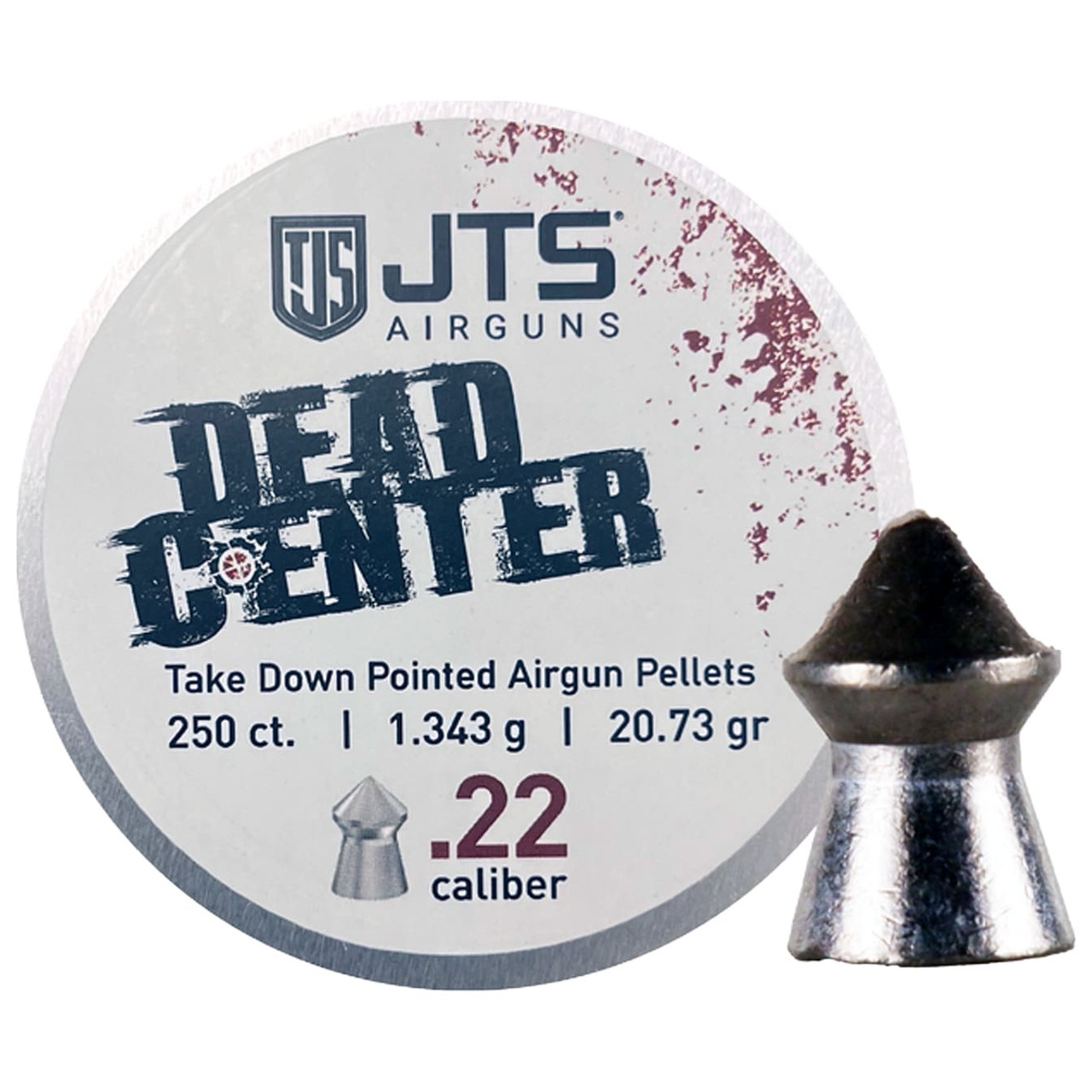 JTS Dead Center Precision .22 Cal 1.343g (20.73gr) Pointed Pellets (250 ct) Bulk Package JAC112