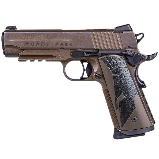 Sig Sauer 1911, 45 ACP, 4.2", Spartanii, Distressed Coyote, Sao, Siglite, Spartan II Grip, (2) 8rd Steel Mag, Rail, Pistol 1911CAR-45-SPARTANII