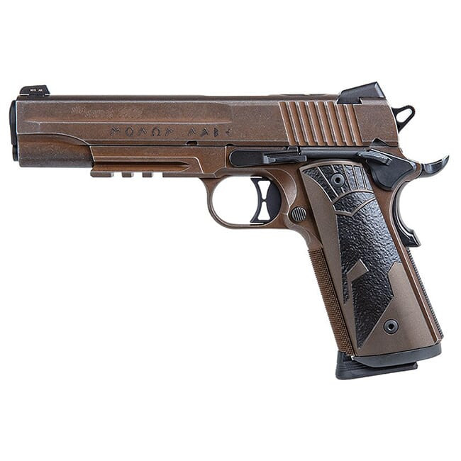 Sig Sauer 1911, 45 ACP, 5in, Spartan II, Distressed Coyote, Sao, Siglite, Spartanii Grip, (2) 8rd Steel Mag, Rail Pistol 1911R-45-SPARTANII