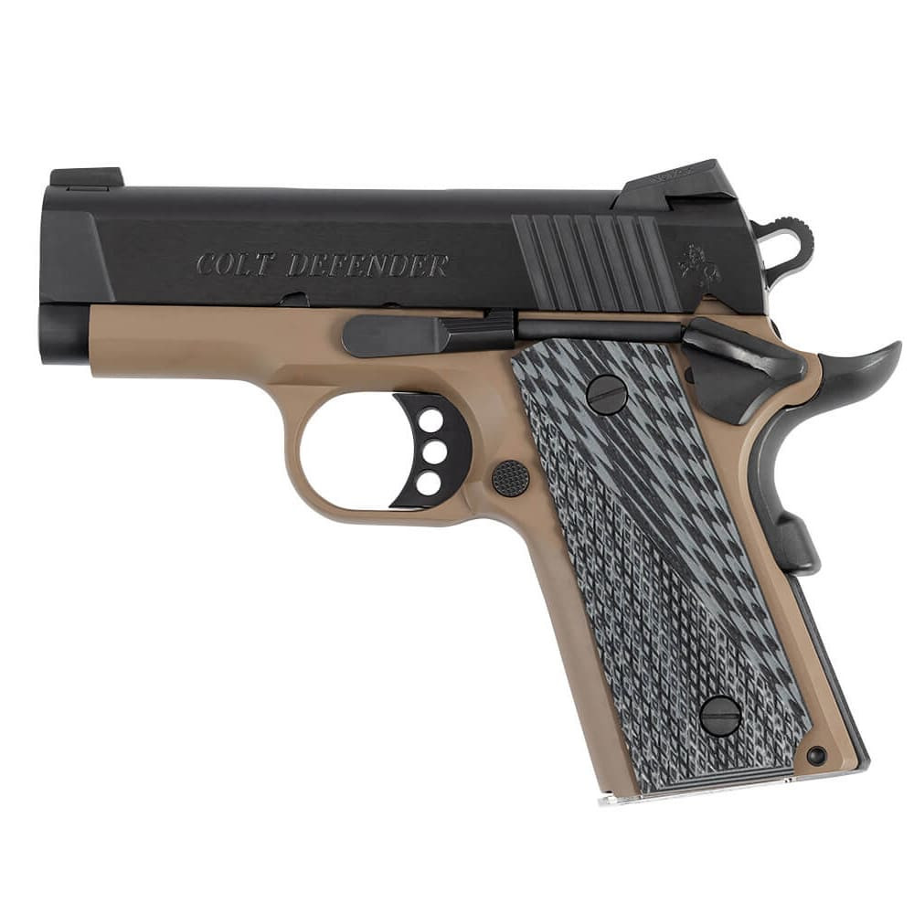 Colt 1911 Defender FDE .45 ACP 3" Bbl Black Slide FDE Cerakote Frame Pistol O7800XE-FDE