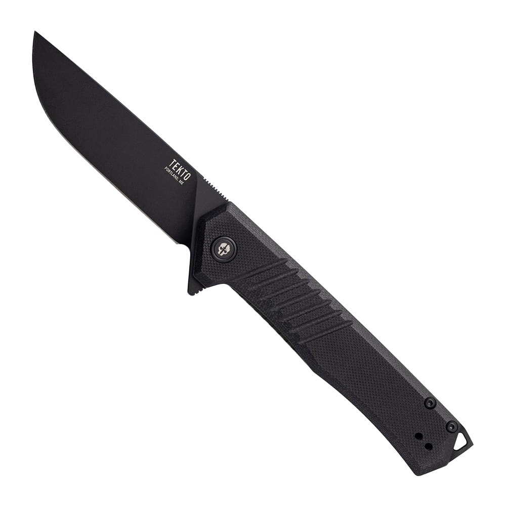 Tekto F1 Alpha Black D2 Blade Black G10 Handle Black Accents Fine Edge Folding Knife F1R-G1BK-D2BK1-A1