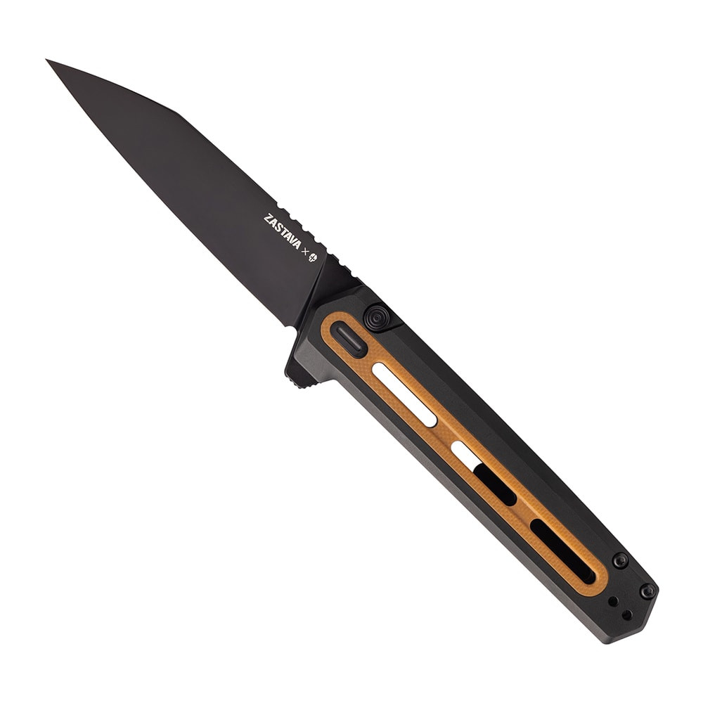 Tekto F4 Echo Black S35VN Blade Aluminum Handle Brown G10 Inserts Black Accents Drop Lock Fine Edge Folding Knife F4R-T6GBR-S35BK5-A1