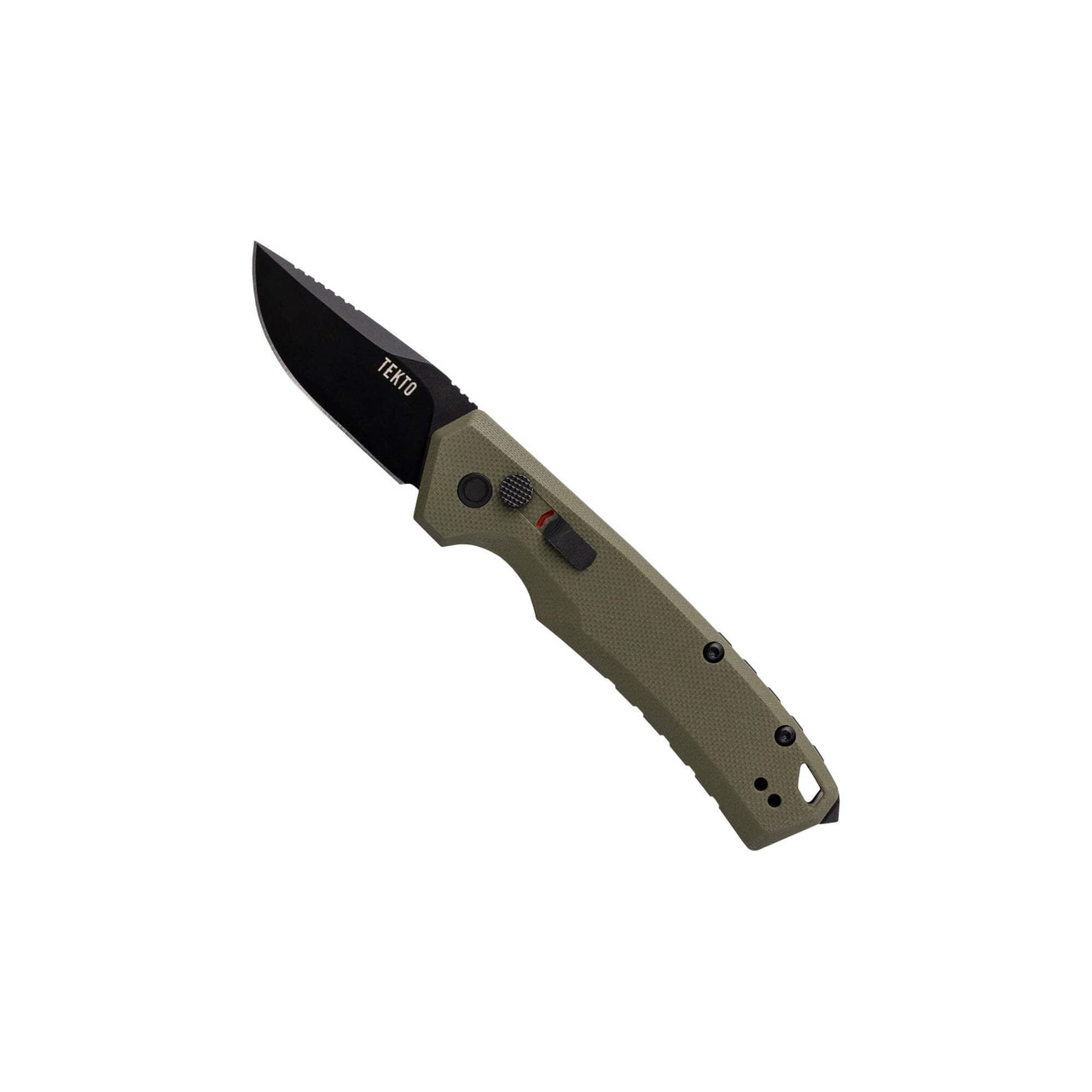 Tekto A3 Delta Mini Black D2 Drop Point Blade OD Green G10 Handle Black Accents Fine Edge Automatic Knife A3S-G1OD-D2BK1-A1