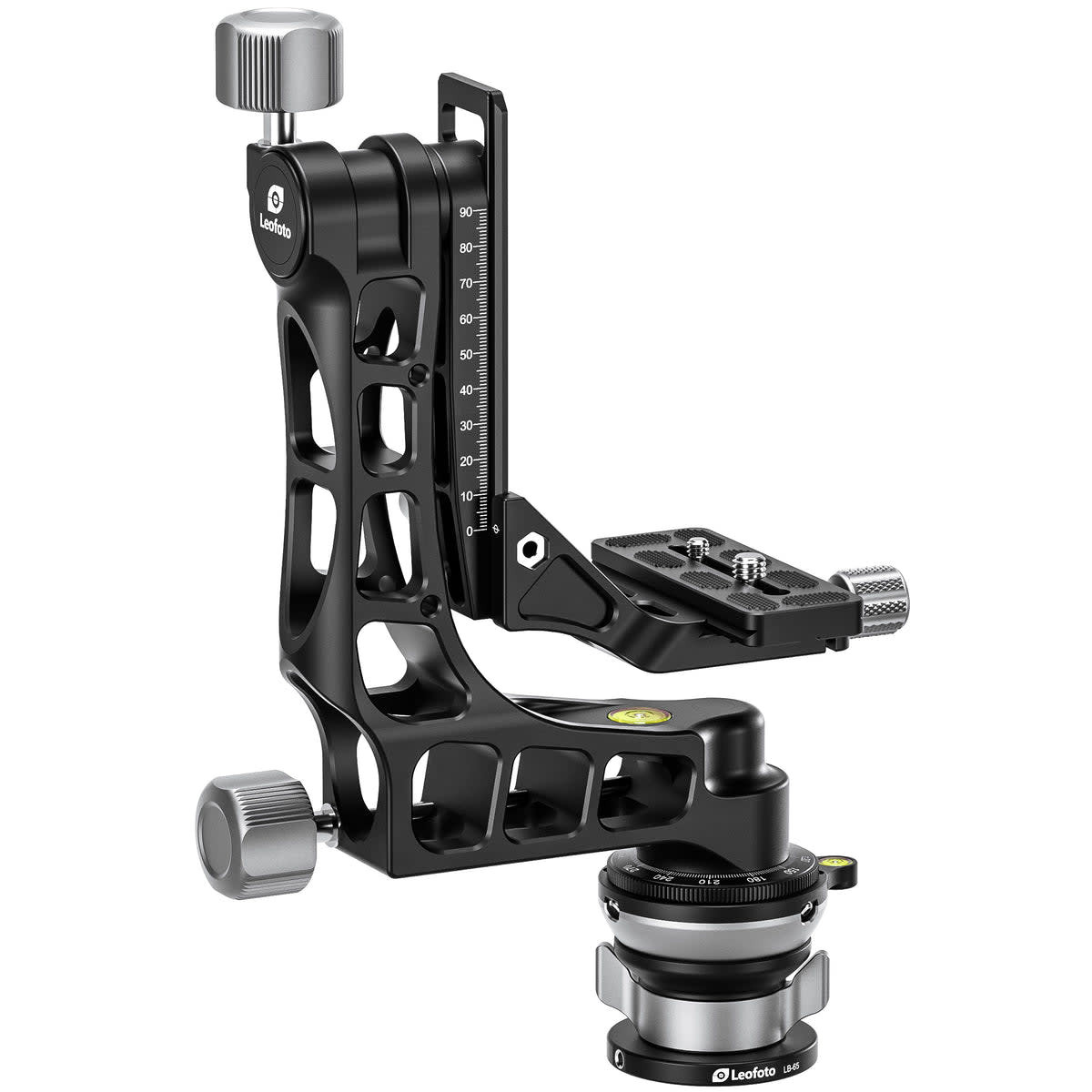 Leofoto 65mm Aluminum Leveling Base 15-degree Tilt 3/8" Screw Hole 40lbs Capacity w/ PG-1 Gimbal Head PG-1+LB-65