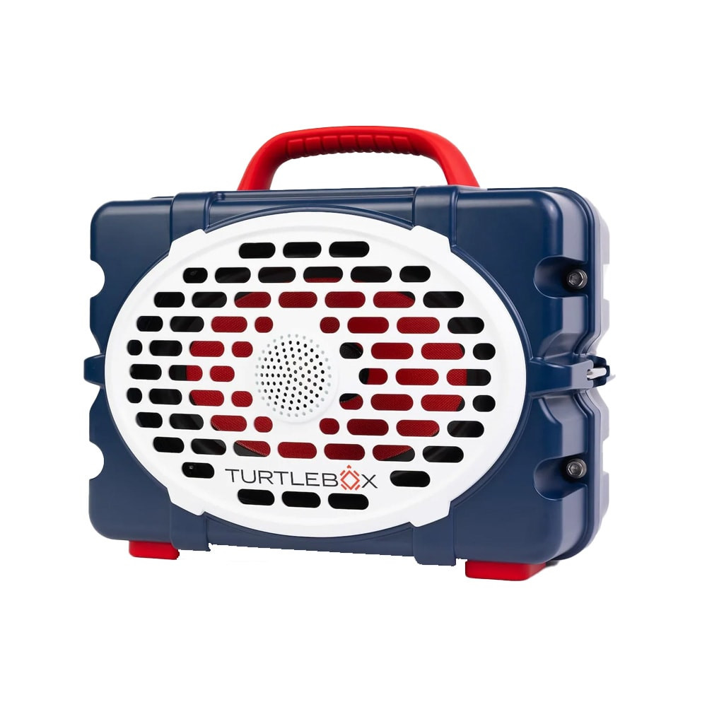 Turtlebox American Blue Original Outdoor Speaker w/ Bluetooth, Party Mode for Multi-Unit Pairing, 12"x10.3" TB-ORIG-G3-USA-NAVY-RED-RED-2