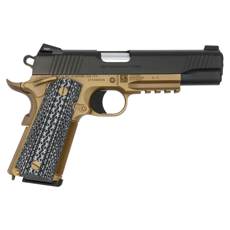 Colt 1911 Custom CQB Govt Model Rail .45 Auto 5" NM Bbl Series 80 Rail Black IonBond Pistol w/Pelican Case, Cleaning Kit, & Spare Mag O1070CQB-B