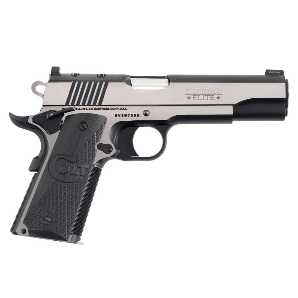 Colt 1911 Combat Elite Government 9mm 5" Bbl Series 80 Tritium Night Sights OR 9+1 Cap G10 Scallop/Checkered Grip Two Tone Pistol O1072CE-OR