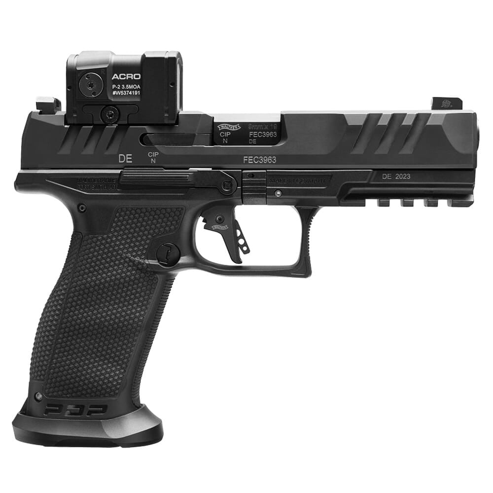 Walther Arms PDP Pro ACRO 9mm 4.5" Bbl Black Full Size Pistol w/ Aimpoint ACRO P-2 3.5 MOA Black Reflex Sight & (3) 18rd Mags 2881225PRO