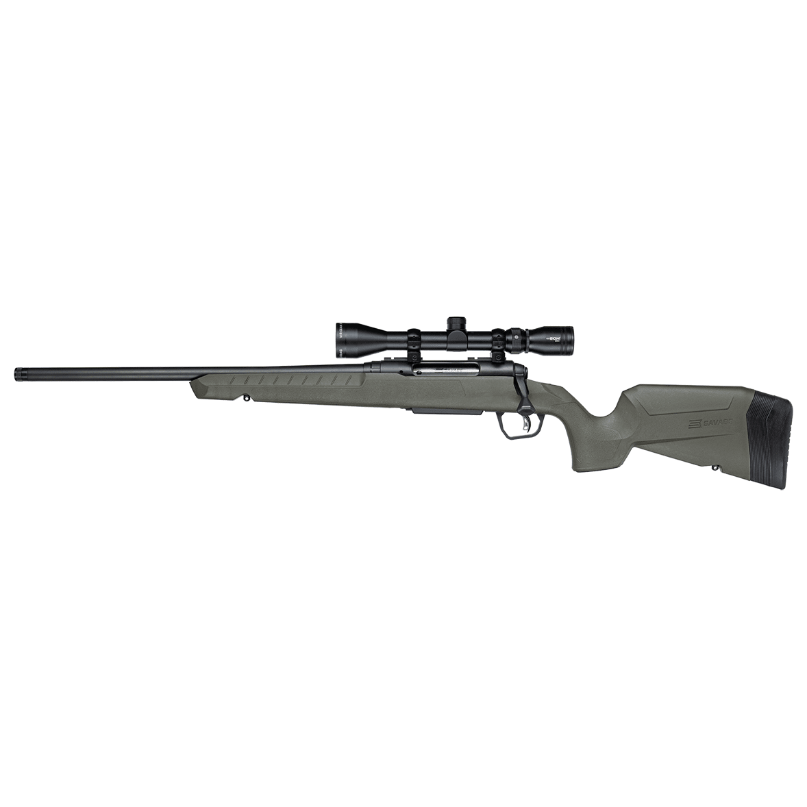 Savage Arms G4 Axis 2 XP Green LH .350 LEG 1:16" 5/8x24 18" Heavy Sporter Bbl Carbon Steel/Synth Matte BLK Rifle w/3-9x40 BDC Scope 33190