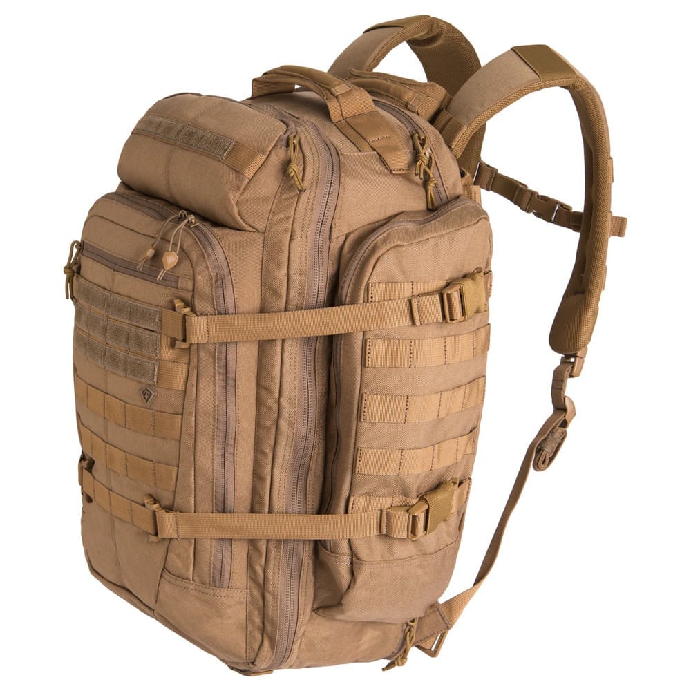 First Tactical Specialist 3 Day 56L Coyote Backpack w/ Shovel Backboard & YKK Zippers 180004-060-1SZ