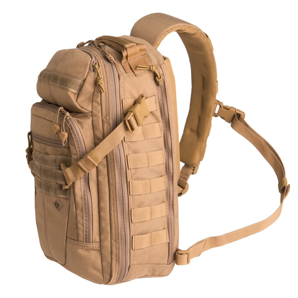 First Tactical Crosshatch 19L Coyote Sling Pack w/ YKK Zippers & CCW Pocket 180011-060-1SZ